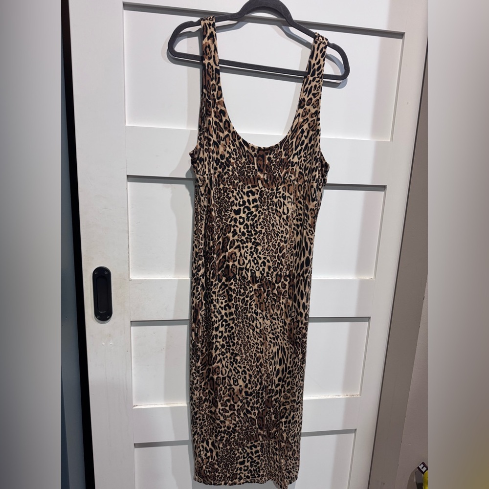 Bar III Leopard Print Midi Dress in Tan and Black - Picture 3 of 4